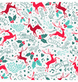 retro christmas deer decoration seamless pattern vector image