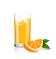fresh orange and glass with juice realistic vector image