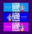 travel and vacation posters with girl tourist vector image