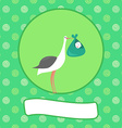 a cartoon of stork with newborn baby - baby vector image