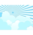 clouds on blue background with sun rays vector image