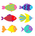 fish icon set cute cartoon kawaii funny character vector image