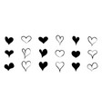 heart icons shapes for love grunge vector image