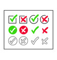 checkmark and cross icon set vector image