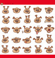 funny dog emoticons cartoon set vector image