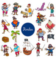 cartoon pirates fantasy characters set vector image