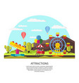colorful amusement park template vector image