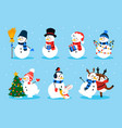 cute snowman cartoon winter christmas character vector image