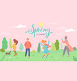 people in spring park in different situations vector image