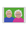 seniors couple on a tablet screen 3d vector image vector image