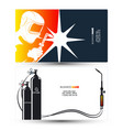 welder with welding machine business card vector image