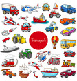 cartoon transportation vehicle characters big set vector image