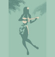 sexy pinup girl playing ukelele under palm trees vector image vector image