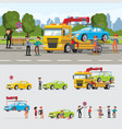 car evacuation concept vector image