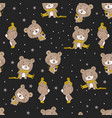 seamless pattern with cute bear in scarf and hat vector image vector image