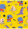 animal seamless pattern rhino and elephant vector image