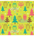 christmas forest with owl vector image vector image