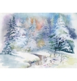 watercolor winter landscape vector image