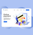 online shopping landing page man doing payment vector image