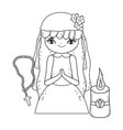 little girl with candle in first communion vector image vector image