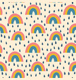 rainbows and raindrops seamless pattern vector image