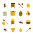 bee honey icons flat set vector image