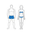 gentleman and lady isolated in blue bathing suits vector image