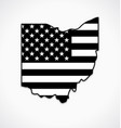 ohio oh state shape with usa flag black and white vector image
