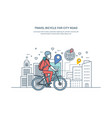 travel bicycle for city road healthy lifestyle vector image