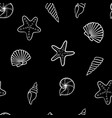 black and white seashell seamless pattern design vector image vector image