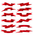 red ribbons scarlet silk decorative curved vector image