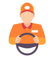 driver in orange uniform worker with steering vector image