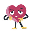 exhausted or disappointed heart character vector image