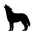 black silhouette of a howling wolf vector image vector image