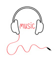 contour black headphones with cord and red word vector image vector image