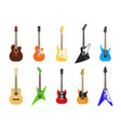 flat guitars acoustic and electric guitar musical vector image