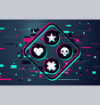 game team emblem glitch style background vector image vector image