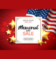 memorial day sale banner with flag and golden vector image vector image