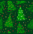 seamless christmas trees pattern vector image