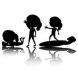 set kids silhouette with reflex on white vector image vector image