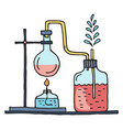 chemical experiment doodle icon laboratory glass vector image