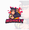 monkey holding banana vector image vector image