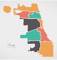 chicago map with boroughs and modern round shapes vector image