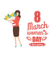8 march female with bloomings celebration vector image vector image