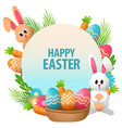 happy easter tex with colorful decorative ornament vector image vector image