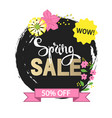 spring sale with beautiful hand drawn flowers vector image