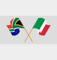 crossed and waving flags south africa italy vector image