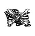 crossed pipe wrenches on us flag background vector image vector image
