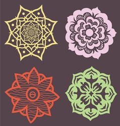 Download Decorative set of flowers lotus mandalas Vector Image