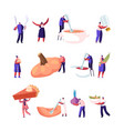 pumpkin dishes set tiny male and female vector image vector image